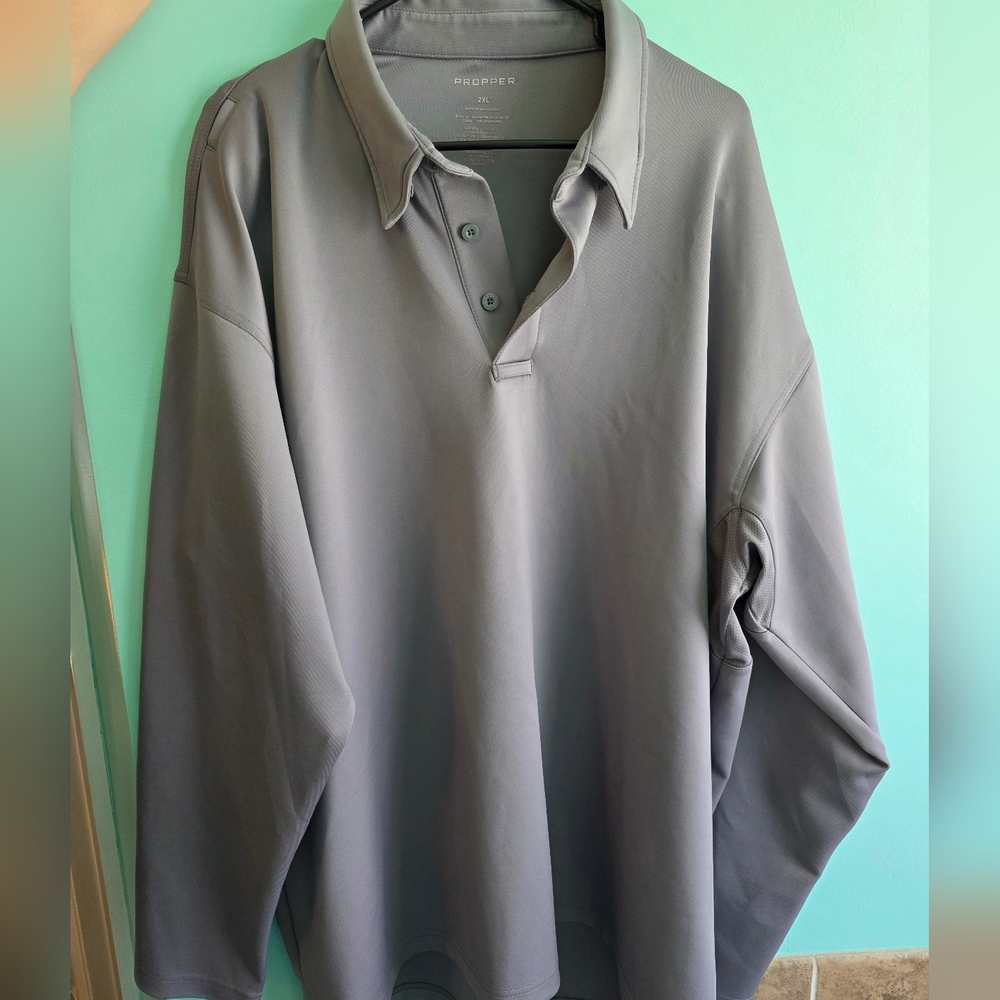 PROPPER Men's Tactical Polo Golf Shirt Uniform Button Front Dark Grey Size 2XL